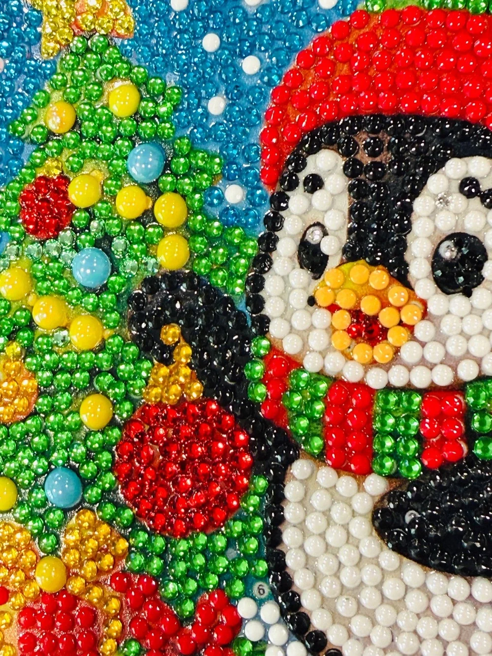 Festive Glittering Penguin Glass Wall or Window Hanging